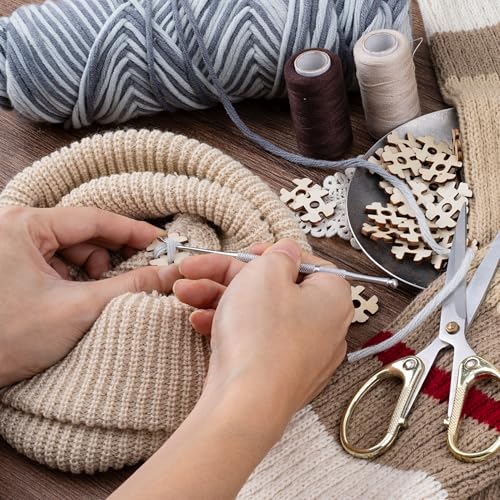 50pcs Wooden Hat Pom Poms Buttons, 20mm Removable Knitted Hat Button, Faux Fur Fastener Sewing Accessories for Crochet Knitting Beanies- Light Brown(B) - color: Light Brown-D-50pcs