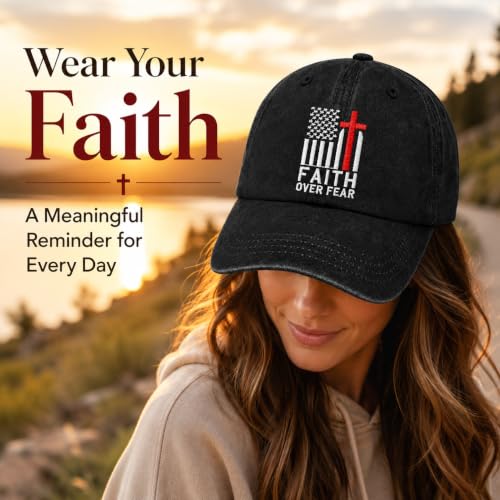 Man of God Husband Dad Embroidered Hat Camping Caps for Women - color: Faiths Over Fear 32