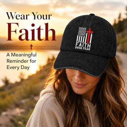 Man of God Husband Dad Embroidered Hat Camping Caps for Women - color: Faiths Over Fear 32
