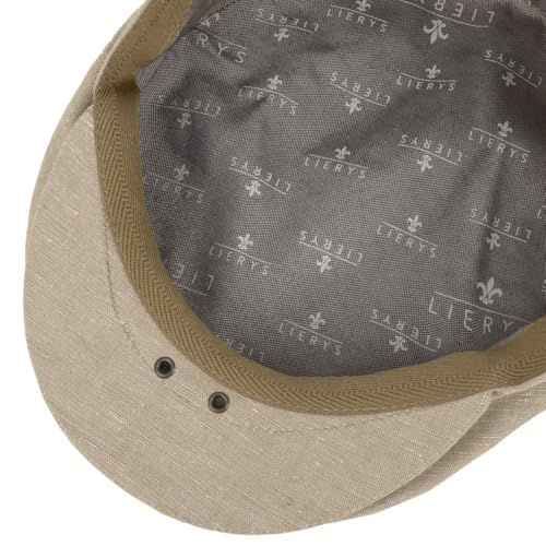 Lierys Inglese Linen Flat Cap Newsboy Linen Cotton Made in Italy Men Spring Summer Beige - color: Beige, size: 7 1/2