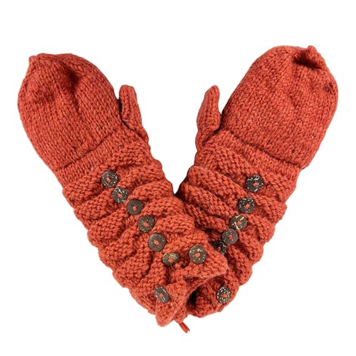 Agan Traders Women's 2026 Winter Mitten Hat Warm Fleece Lined Oversized Thick Chunky Slouchy From Nepal - color: Rust Multi