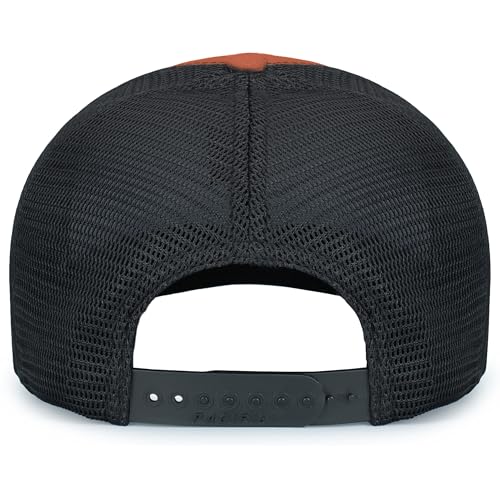 Pacific Headwear Contrast Stitch Trucker Pacflex Snapback Cap - color: Rust/Light Charcoal/Rust