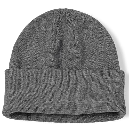 100% Cotton Beanie for Women Men Soft Knit Beanies Warm Winter Hat - color: Dark Grey