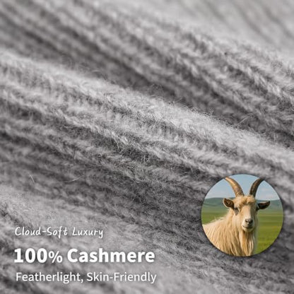 100% Cashmere Beanie for Women and Men, Soft Warm Winter Knit Hat - color: Gray