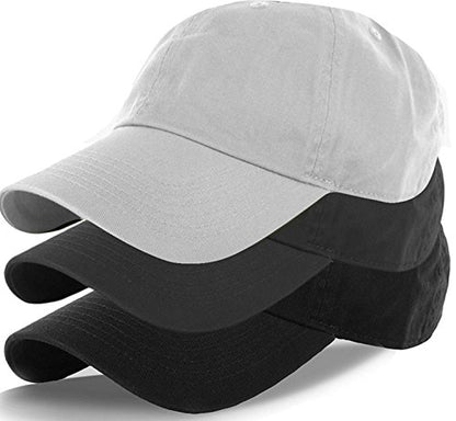 American Cities Plain Dad Hat 100% Cotton Unstructured Hat Unisex Strap Cap - Black Gray White