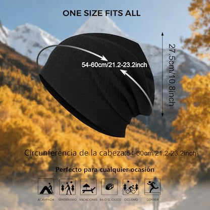 2 Pack Spring Slouchy Beanie for Men Women Lightweight Stacked Skull Cap Chemo Cap Night Sleeping Hat - color: Black+black