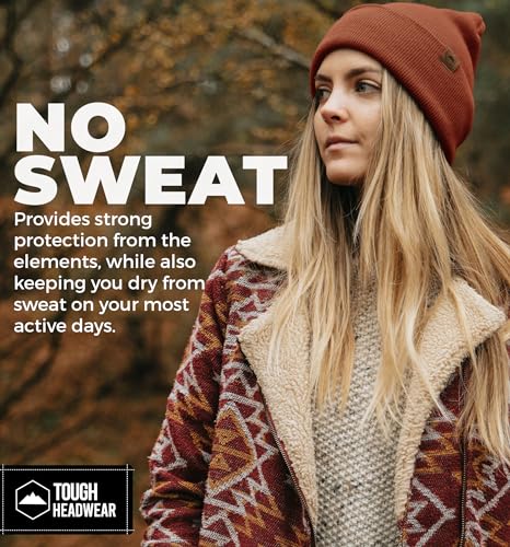 Tough Headwear Merino Wool Beanie - Moisture Wicking Winter Hats for Women - Stretchy Mens Beanie - Breathable Wool Hat - color: Basic - Bronze