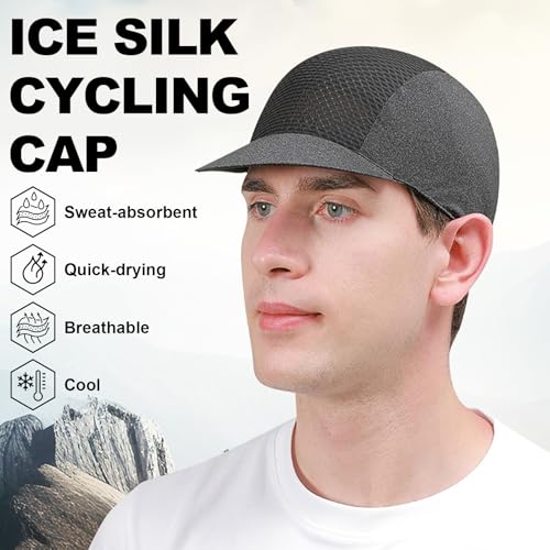 Cycling Cap for Men Women, Cooling Bike Hat with Sun Visor Summer Skull Cap Helmet Liner Bike Cap - color: Blue