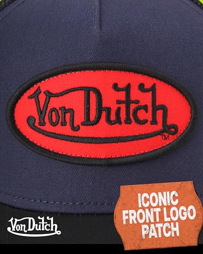 Von Dutch Unisex Trucker Hat, Colorblock, Mesh Back, Curved Bill, Snapback - color: Obsidian/Black