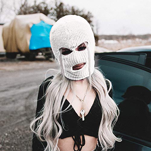 Super Z Outlet Knit Sew Acrylic Outdoor Full Face Cover Thermal Ski Mask One Size Fits Most - color: White