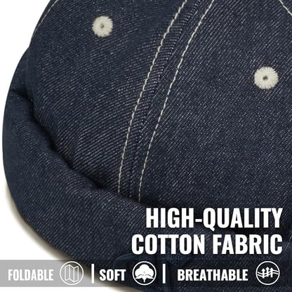 Clakllie Warm Brimless Hat Knitted Skull Cap Docker Hat Soft Beanie Worker Hat Rolled Cuff Sailor Fisherman Leon Hat - color: Cdus-hbmh1-navy Blue