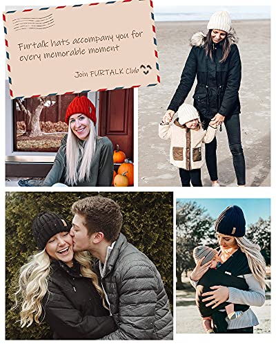 FURTALK Winter Hats for Women Fleece Lined Beanie Knit Chunky Womens Snow Cap - color: Mix Black