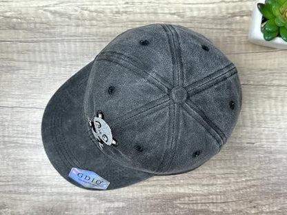 Adjustable Embroidery Animal Baseball Hat for Kid Toddler Child - color: Panda (Washed Black)