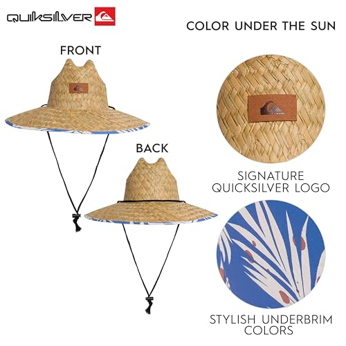 Quiksilver Men's Wide Brim Outdoor Lifeguard Straw Sun Hat - color: Royal Blue, size: XX-Large