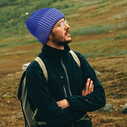 Achiou Reflective Beanie for Men Women, Fleece Lined Winter Cuffed Hat - color: Blue