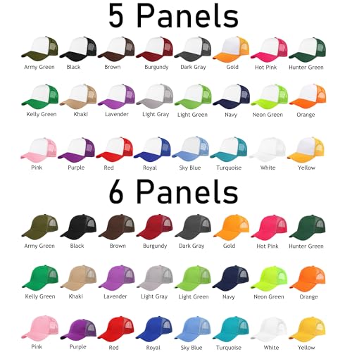 Falari 12 Pack Bulk Wholesale Mesh Trucker Hats 5 Panel and 6 Panel Baseball Caps for Men and Women - color: 5 Panel - Light Gray