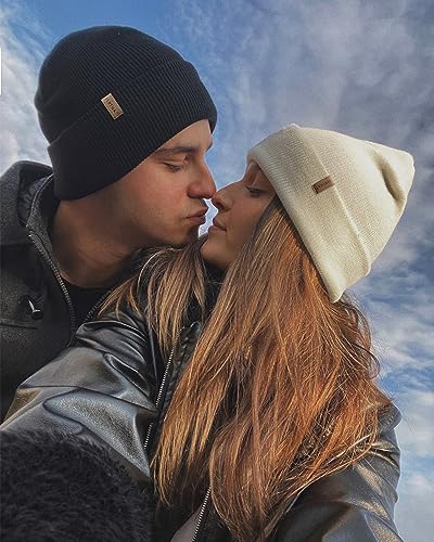 FURTALK Beanie for Men Women Cuffed Thick Knitted Winter Hat Skull Cap - color: Medium Wine