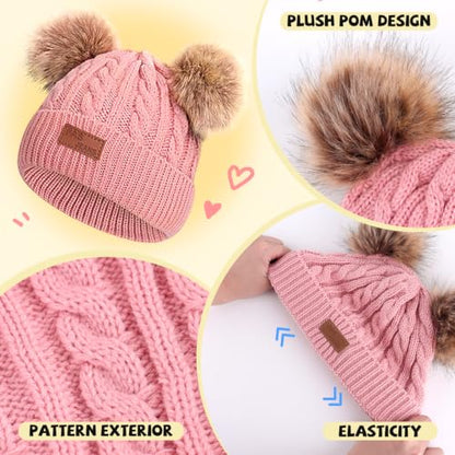 Duoyeree Baby Winter Hat Scarf Glove Beanie Set Fleece Lined Set 0-3T - color: Winter Hat Set White