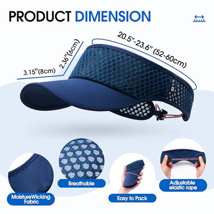 AUSFLUG Sun Visor Hat Men Women - Moisture Wicking Lightweight Sports Cap - color: Blue