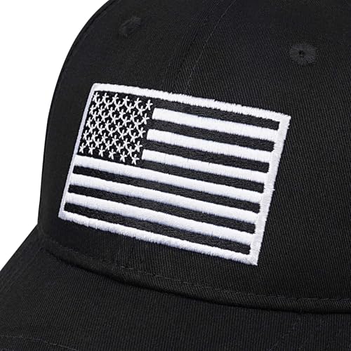 American Flag Baseball Cap for Men Women, Flag Embroidery & Adjustable Fit - color: Black