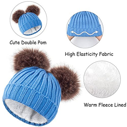 Kids Winter Beanie Scarf Gloves Set - Thermal Fleece Lined Knit Hat, Soft Neck Warmer & Mittens for Girls & Boys 1-10 Years - color: Blue-s, size: 1-5 years