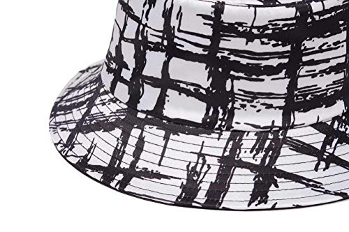 Quanhaigou Bucket Hat for Men Women,Packable Reversible Printed Sun Hats,Fisherman Outdoor Summer Travel Hiking Beach Caps - color: Black White