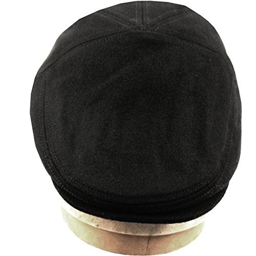 EPOCH Wool Blend Herringbone Winter Ivy Cabbie Hat w/Fleece Earflaps – Driving Hat - color: Black, size: X-Large