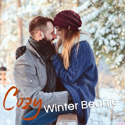 FURTALK Winter Beanie Hat for Women Satin Lined Cable Knit Chunky Slouchy Beanies Skull Warm Cap - color: Aged Brick