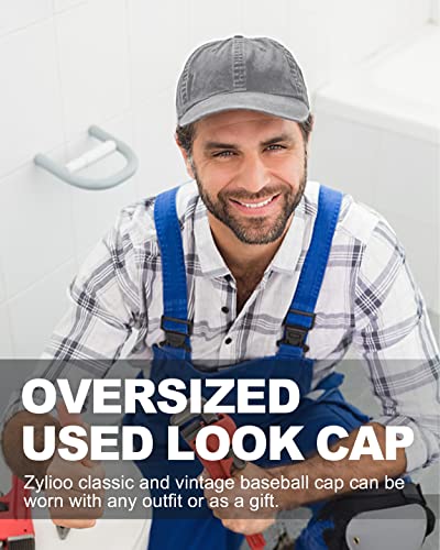 Zylioo XXL Baseball Cap for Big Heads Men Women, Washed Denim Dad Hat - color: Gray, size: Large