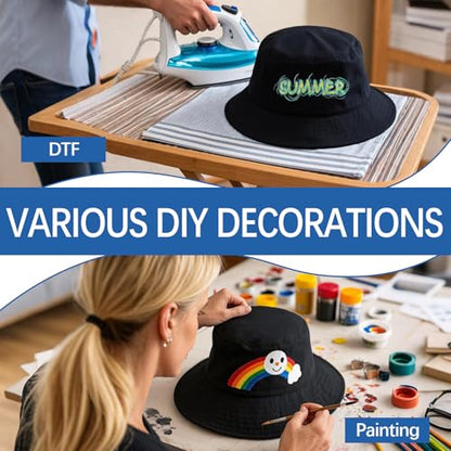Bucket Hats Bulk Solid Color DIY Blank Hat Bucket Hats for Men, Women and Adults - color: 12pcs Black Bucket Hat