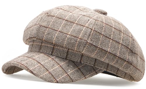 Newsboy Caps for Women Classic Beret Hats Autumn Winter Cap - color: E-beige
