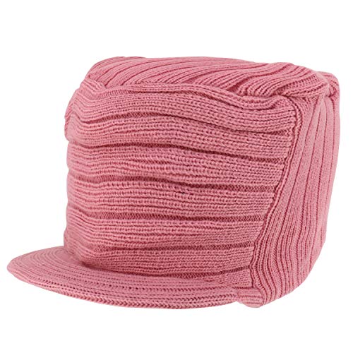 Armycrew Flat Top Army Style Knitted Visored Beanie Cap - color: Pink