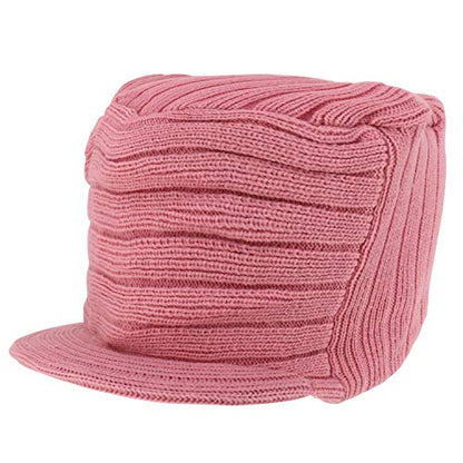Armycrew Flat Top Army Style Knitted Visored Beanie Cap - color: Pink