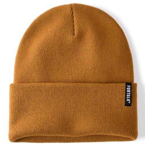 FURTALK Beanie Hat for Men Women Winter Hats for Women Men Soft Warm Unisex Cuffed Beanie Knitted Skull Cap - color: Camel