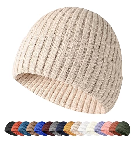 HiRui Knit Beanie for Men Women Kids, Winter Hats Warm Classic Daily Skull Caps - color: Beige