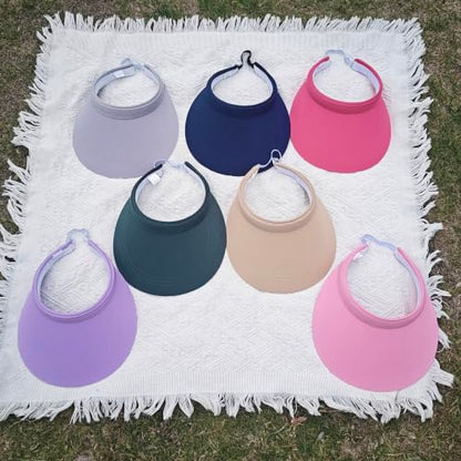 2 Pack Sun Visors Women Wide Brim Clip on Summer Hats Adjustable UV Protection - color: Purple,pink