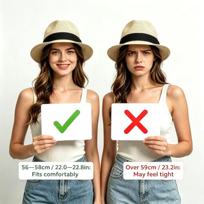 Straw Fedora Hat for Women Men Short Brim Panama Hats Derby Trilby Hats Breathable Packable Summer Beach Sun Hat - color: White Black