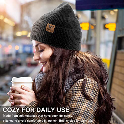Vgogfly Beanie Men Slouchy Knit Skull Cap Warm Stocking Hats Guys Women Striped Winter Beanie Hat Cuffed Plain Hat - color: Light Blue