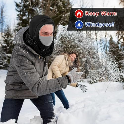 Frienda 2 Pcs Balaclava Ski Mask Windproof Warmer Fleece Adjustable Winter Mask Face Cover for Men Women - color: Black Mixed Grey,wine Red