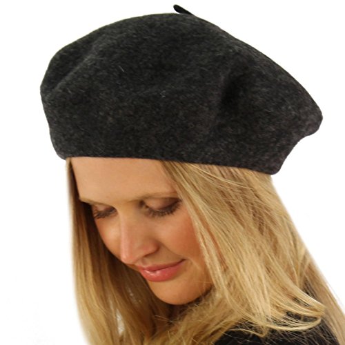 Classic Winter 100% Wool Warm French Art Basque Beret Tam Beanie Hat Cap - color: Charcoal
