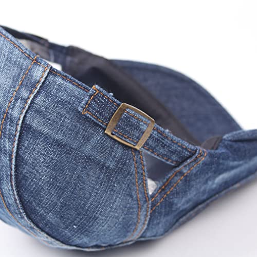 Quanhaigou Unisex Denim Newsboy Hats Flat Ivy Gatsby Cabbie Driving Berets Hat Cotton Dad Cap for Men Women - color: Jean Blue