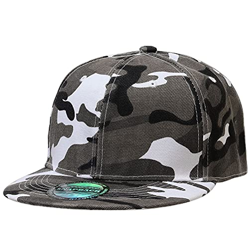 Classic Snapback Hat Cap Hip Hop Style Flat Bill Blank Solid Color Adjustable Size - color: 1pc Grey Camouflage