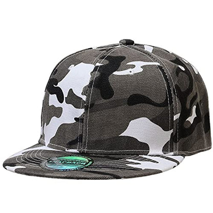 Classic Snapback Hat Cap Hip Hop Style Flat Bill Blank Solid Color Adjustable Size - color: 1pc Grey Camouflage