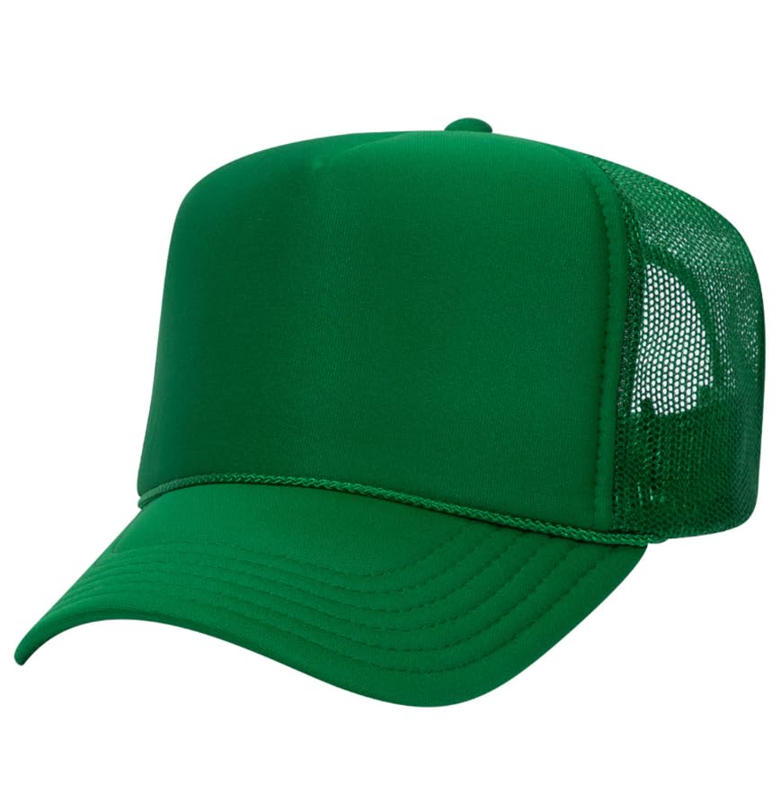 Otto Cap 5-Panel High Crown Mesh Back Trucker Hat - color: Kelly Green