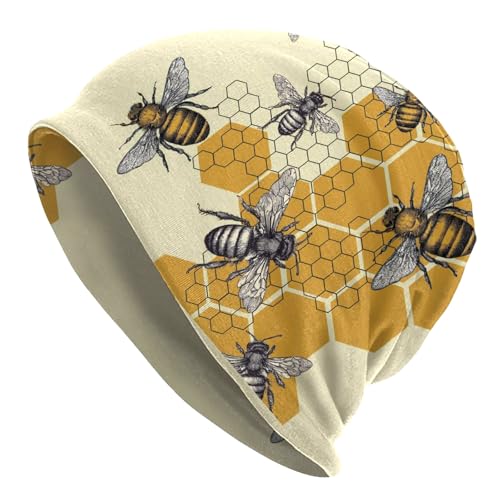 Slouchy Beanie Hat Skull Cap Chemo Headwear Baggy Hats for Men Women Running Cycling - color: Funny Bee