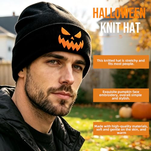 American Flag Beanie, USA Embroidered Winter Hat for Women Men - color: Halloween-3
