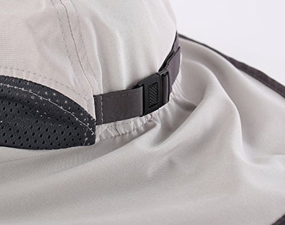Connectyle Kids Sun Hat Adjustable Fishing Hat for Boys Grils Breathable UPF 50+ Protection Outdoor Beach Hat with Neck Flap - color: Grey
