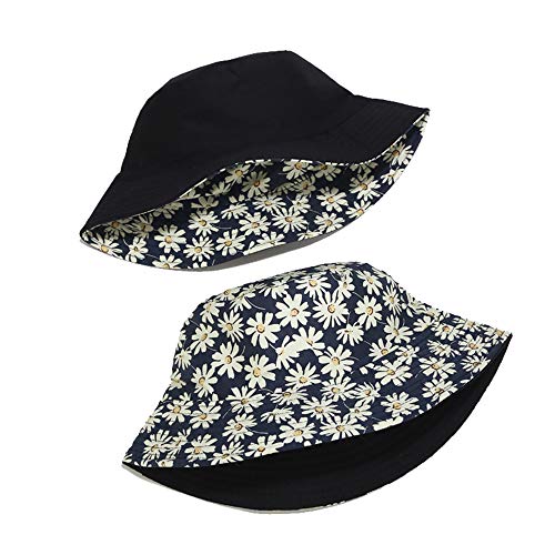 Unisex Print Double-Side-Wear Reversible Bucket Hat - color: Chrysanthemum