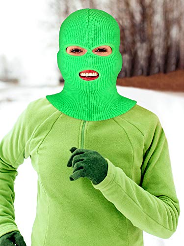 WILLBOND 2 Pieces Knitted Full Face Cover 3 Hole Mask Winter Balaclava Face Cover - color: Sky Blue,green, size: One Size