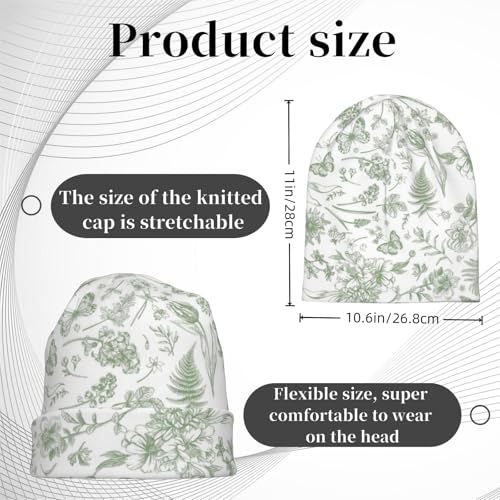 Unisex Stretch Knit Beanie Hat - color: Plants Butterflies